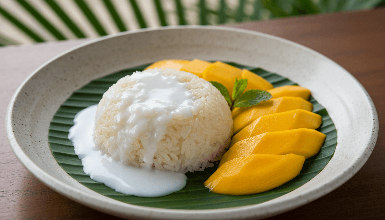 Mango sticky rice dessert